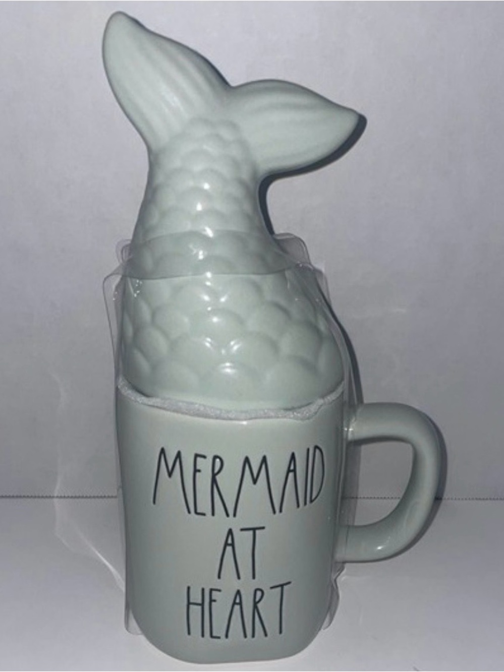 Rae Dunn Mermaid at Heart Mug with Tail Topper